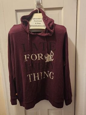 *5/$25* 3x [TorridxDisney] Burgundy Alice In Wonderland Hoodie -Late For Everyth